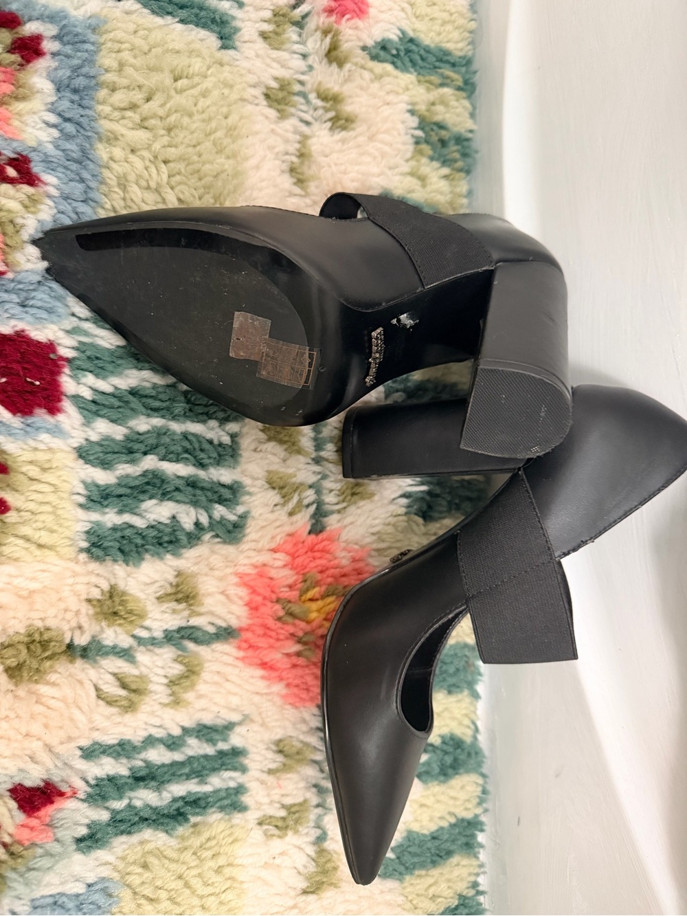 Prima Donna Black Pointed Mary Jane Block Heel Pumps - Picture 3 of 6